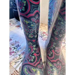 Capelli New York knee high Rain Boots Women's Size 6 Black Multicolor